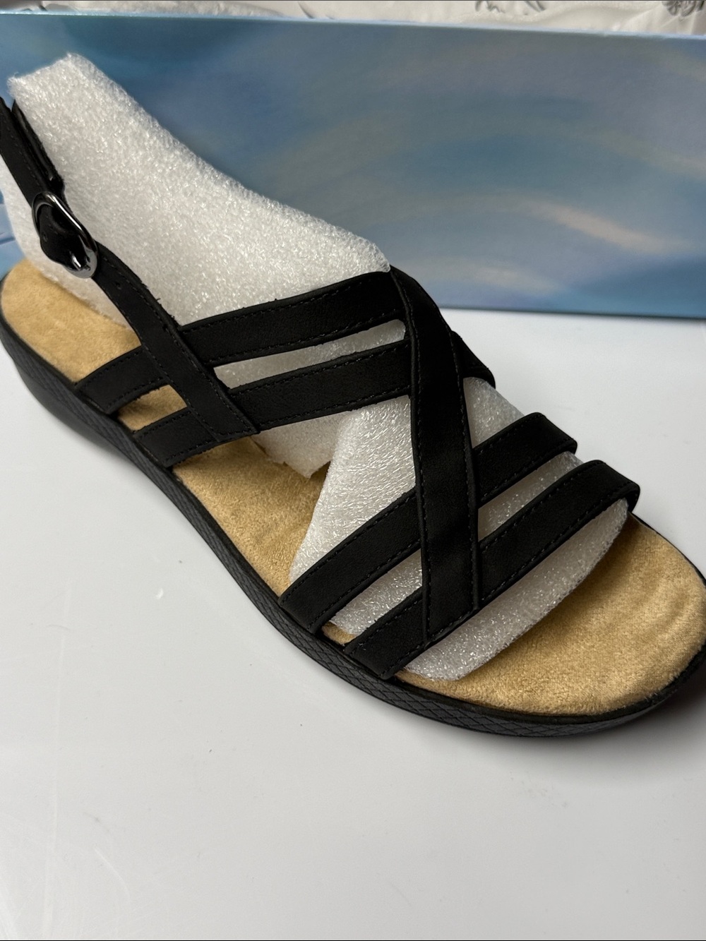 easy street LOBO Black Strappy Slingback Sandal SZ 6.5W